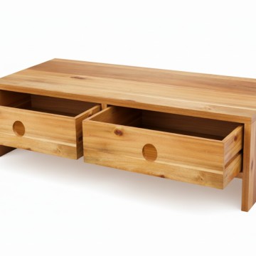 Acacia Wood Monitor Stand with Storage Drawers - Ergonomic Desk Solution